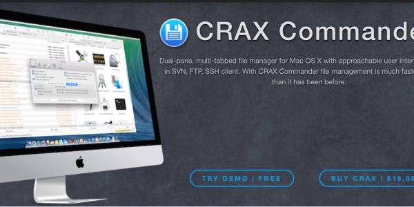 Download CRAX Commander App For Mac v1.15.6 Fast Dual Pane File Manager Full Version A sleek, dual-pane file manager for Mac OS X with a user-friendly interface and built-in SVN, FTP, SSH client. The software promises to make file management faster and easier than ever before. A computer screen displays the software in use, with options to try it for free or purchase it for $18.99.